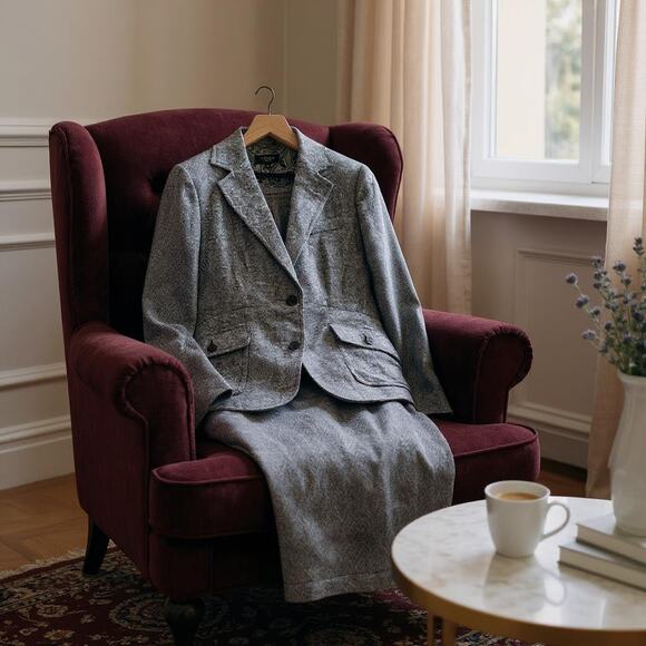 Talbots Tweed Wool Blend Sheath Dress & Jacket Suit Set Gray Career Womens 6 8 - Picture 1 of 12